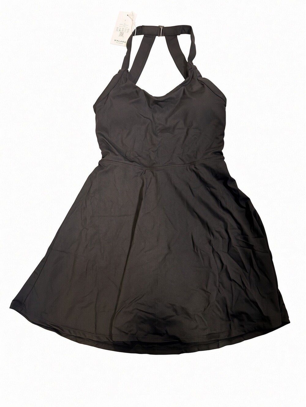 HALARA Women’s Black Halter Athletic Dress Built In Bra Backless Size S NWT